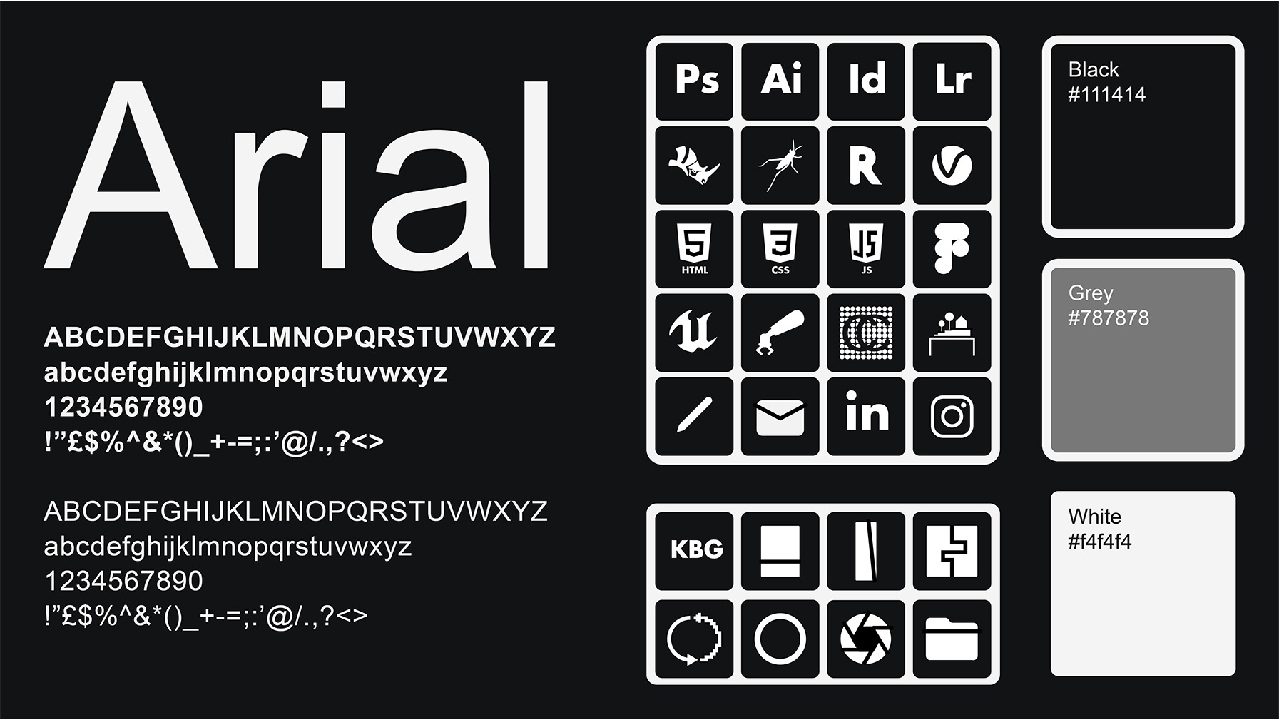 Portfolio colour scheme, font and icons used